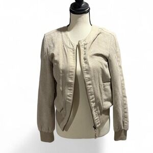 Hei Hei Anthropologie Perforated Faux Suede Cropped Bomber Jacket XS